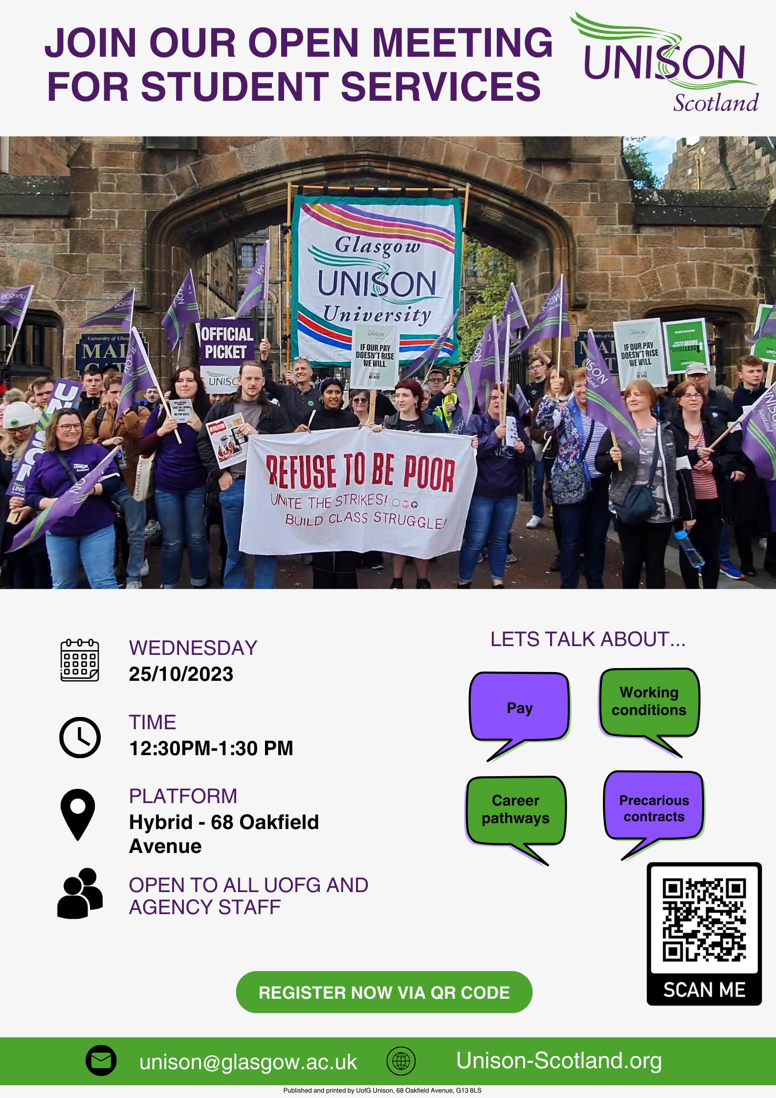 UofG UNISON Student Services poster 