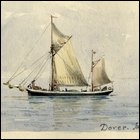 Coloured sketch of a sailing ship, Dover, June 1908.