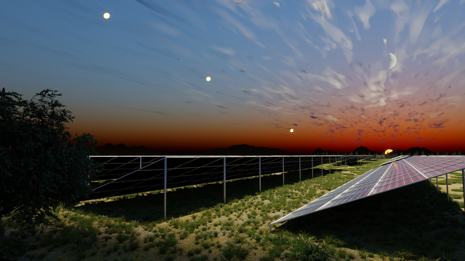 Solar power farm receives additional sunlight from space based reflectors Credits: Dr. Andrea Viale, NASA
