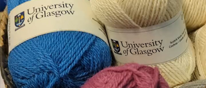 A basket of University branded wool.