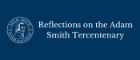 The Adam Smith Tercentenary logo on a blue background, accompanied by text which reads 