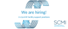logo graphic. Text: We are hiring! 3 cryo-EM facility support positions