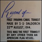 The title page of a scrapbook commemorating the first Panama Canal transit made by SS Daldorch, owned by J M Campbell & Sons of Glasgow, 22nd August 1914. (GUAS Ref: UGD 55/2/13. Copyright reserved.) 