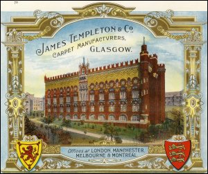 A James Templeton & Co advert as featured in Scotland's Industrial Souvenir, a trade catalogue celebrating the industrial achievements of Scotland and advertising manufacturing companies. (GUAS Ref: UGD 265. Copyright reserved.) 
