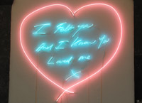 Tracey Emin, For You. 2008. Pink and blue neon. Photograph by Mike Davidson, Positive Image. Aberdeen Art Gallery & Museums Collections

