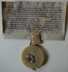 Charter of donation and mortification by King Robert Bruce in favour of the Friars Preachers of Glasgow of twenty merks sterling, 28 April 1316. (GUAS Ref: GUA12357. Copyright reserved.) 