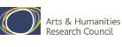 logo: overlapping freehand circles on dark blue background; to the right black text reads arts and humanities research council 