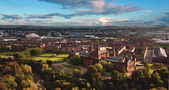 Glasgow skyline, south from the tower of the Gilbert Scott building