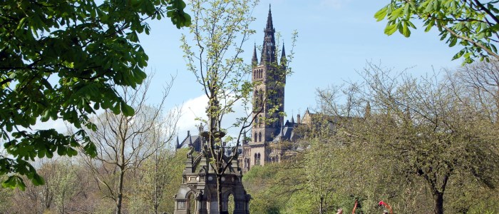 Main building and tower from Kelvingrove park