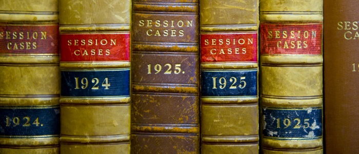Close up of law books on session cases