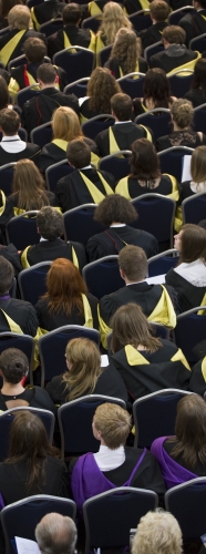 Students sitting in Bute Hall during graduation