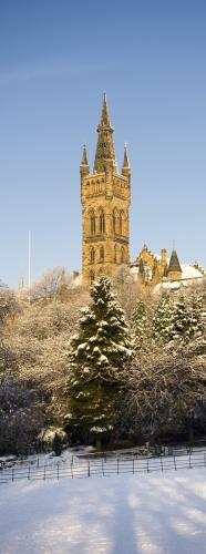 University tower in winter