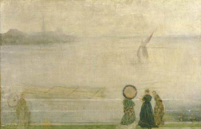 Whistler painting of people at the sea shore