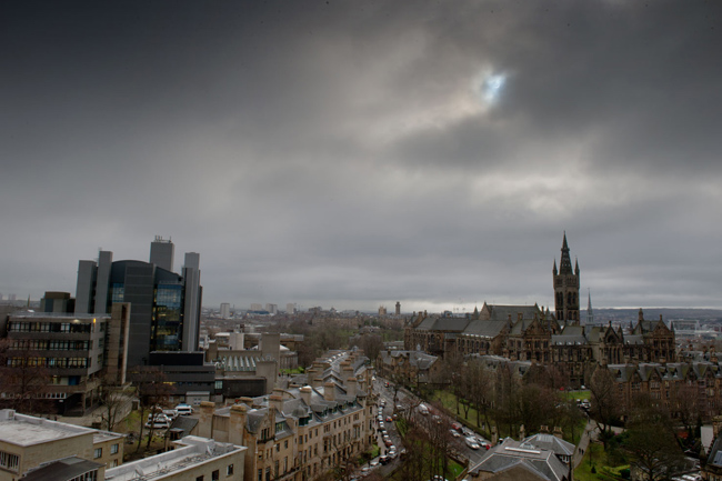 The solar eclipse seen from the University of Glasgow