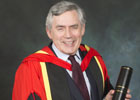Image of Gordon Brown with honorary degree. April 2015