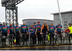 The Pedaling Profs at the Squinty Bridge after their ride from Newcastle