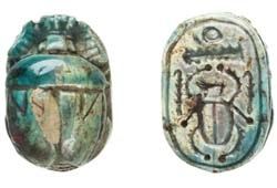 Stone scarab, 2.5cm long, 18mm wide; Found in Egypt