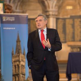 Image of Gordon Brown speaking in the Memorial Chapel