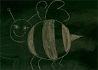 A drawing of a bee on a blackboard