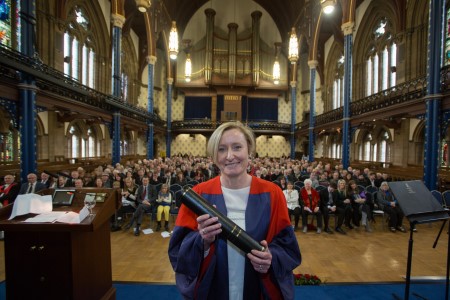 Dr Siobhan McIlvanney receives honorary degree on behalf of her late father, William McIlvanney