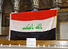 Image of an Iraqi flag in the Memorial Chapel to mark the recent terrorist attack.