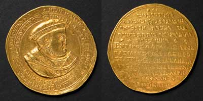 Henry VIII, Supremacy of the Church, gold, England, 1545