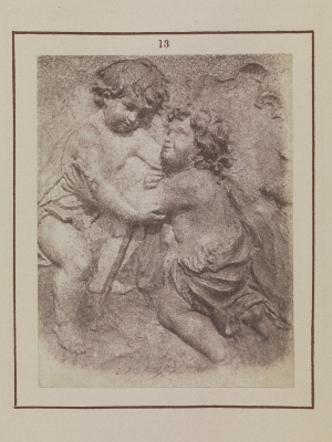 Nicolaas Henneman, Christ Child and Infant St John the Baptist, 1847. Salted paper print from a calotype negative of a polychromed relief sculpture, Circle of Juan Martínez Montañés, c. 1620-50, in the Ford Collection, London. Talbotype Illustrations to the Annals of the Artists of Spain, no. 13, © Museo Nacional del Prado, Madrid