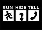 Image of the UK Government and Police campaign logo with the words Run, Hide, Tell