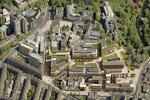 Aerial view of the proposed developments on the former Western Infirmary site - impression courtesy Aecom and 7N Architects