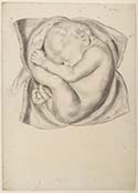 From James Douglas collection of anatomical drawings (MS Hunter DF86_15) depicting the foetus revealed by dissection of a woman near full term pregnancy at time of death. Douglas collection passed on his death to William Hunter, in whose collection they remain.