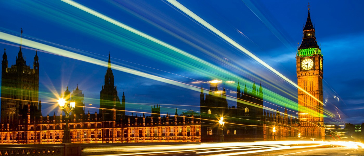 An enhanced image of the Houses of Parliament and Big Ben at night