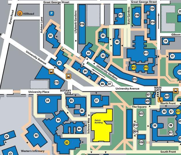 campus map of Kelvin Building