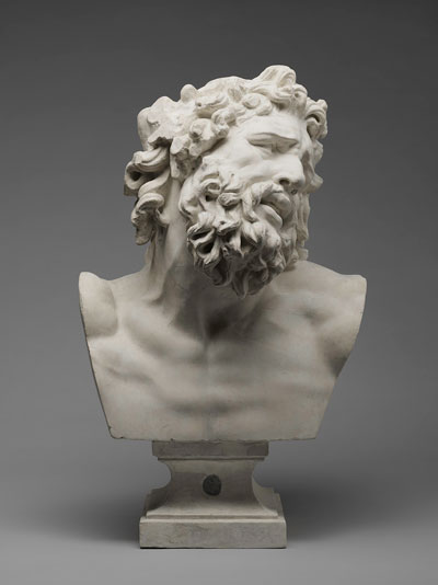 Jean-André Getti, manufactured by Musée du Louvre Atelier de Moulage, Head of Laocoön, after the Antique, c. 1803. Painted plaster and inset lead. Harvard University Portrait Collection, P12.A. Photo: Harvard Art Museums; © President and Fellows of Harvard College.