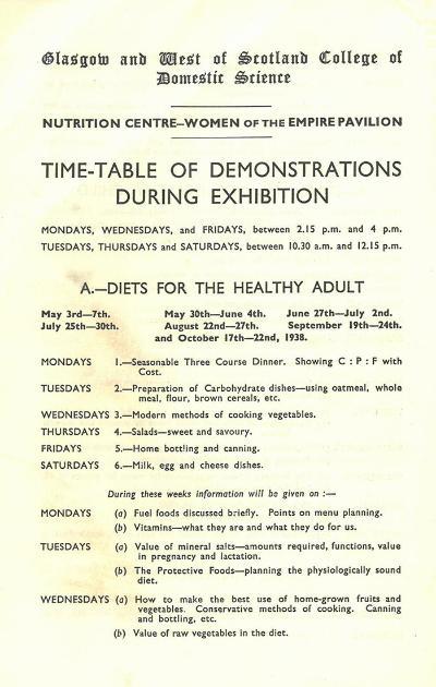 Crowds flocked to the College’s demonstrations - and were so popular that the recipe cards for specimen dishes were routinely removed by an eager public. Courtesy of Archives and Special Collections, Glasgow Caledonian University.  