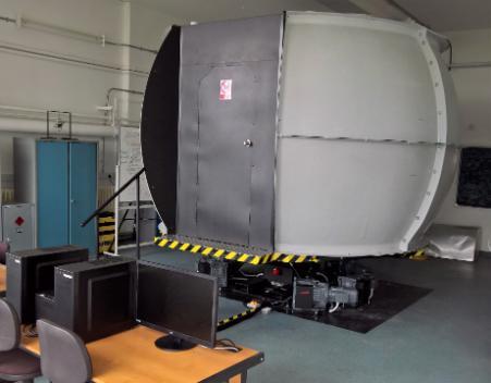 Photo of the Daedalus 1 flight simulator - external view of the dome