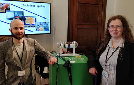 Mr James Martin and Dr Holly Lay with a Sonopill presentation at the Royal Society, London.
