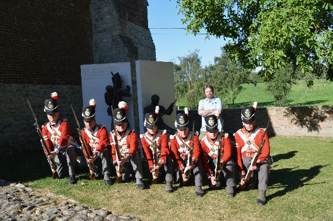 Professor Tony Pollard with British Napoleonic re-enactors launches The Great Game: Waterloo Replayed on July 16 at the site of the Battle of Waterloo