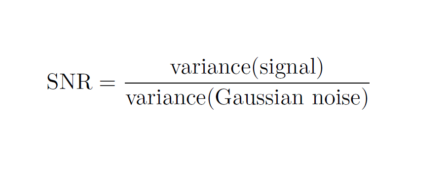 The equation for the calculation of the signal to noise ratio
