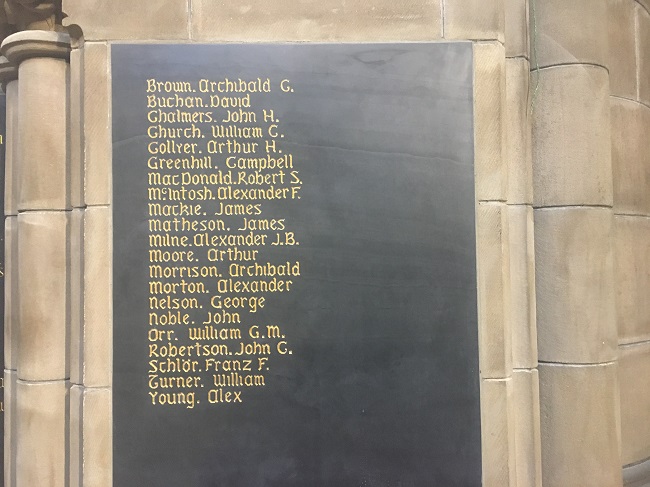 New names - 21 in total - added to walls of Memorial Chapel WW1