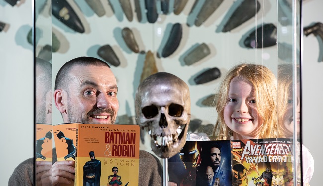 Frank Quitely and Anna Smeaton, 7, for Comics Night at the Museum 