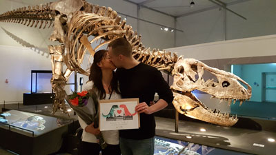 Marriage proposal in front of T rex