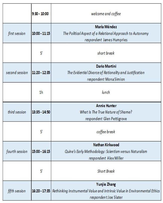 event timetable - see speakers above