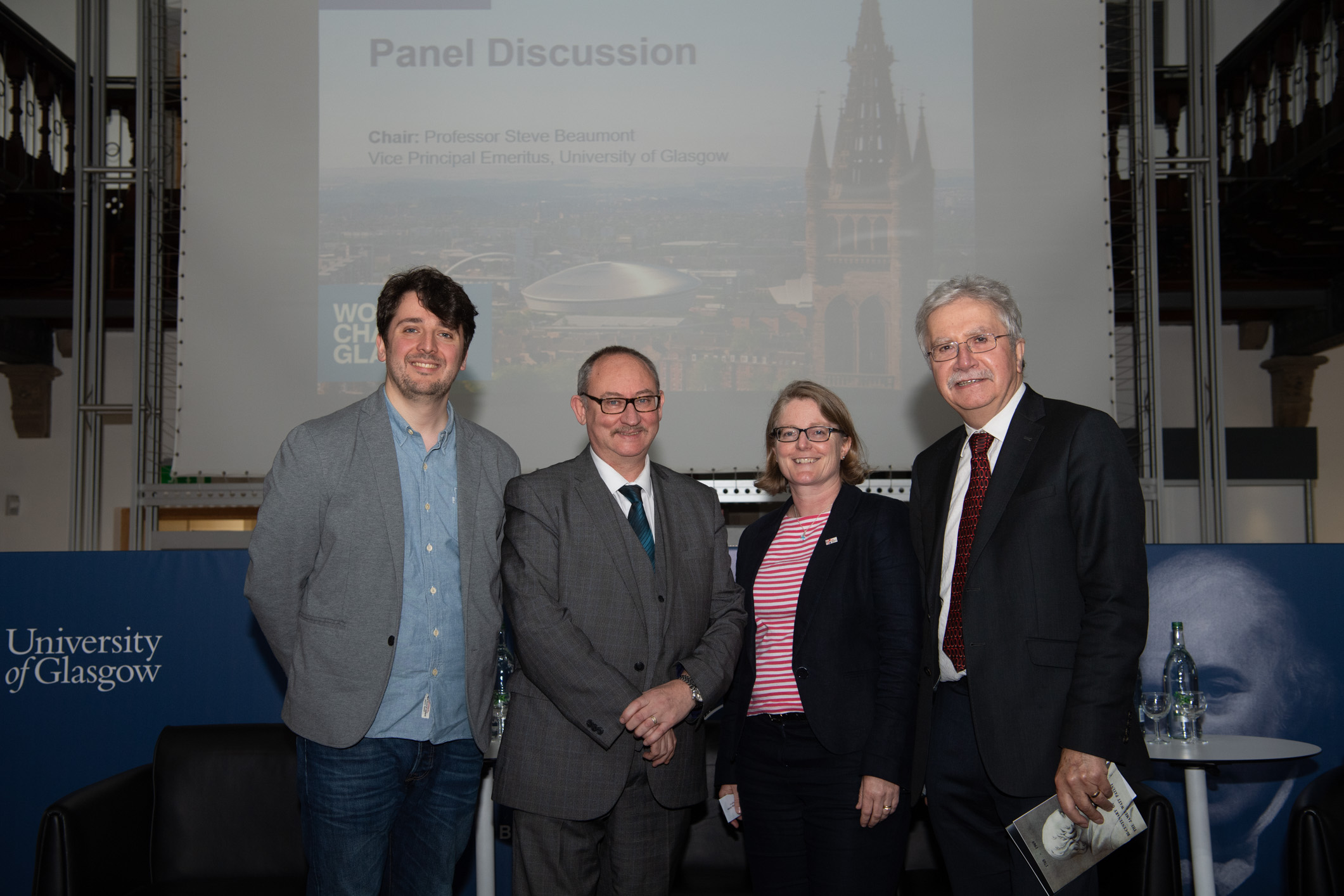 Dr Marin Lavery, Hugh Gill, Catherine Mealing-Jones and Professor Steve Beaumont at the James Watt Symposium. 