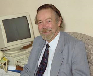 Professor Harper at a computer