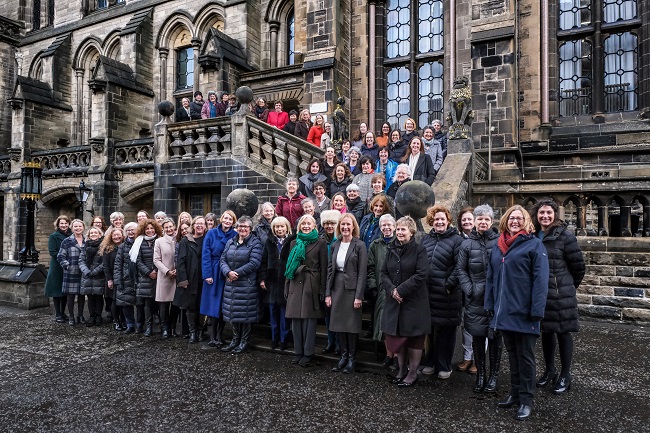 Senior women leaders at the University of Glasgow recreated the Lion & Unicorn photo for International Women's Day 2020