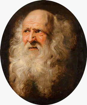 Peter Paul Rubens, Head of an Old Man with Curly Beard, Oil on panel, c. 1609.