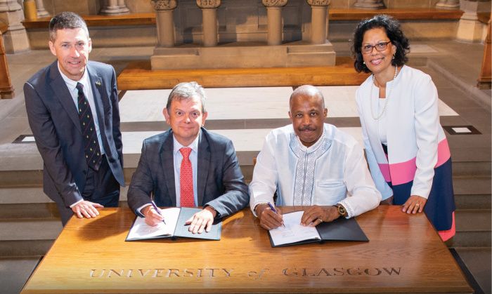 The signing of the Memorandum of Understanding between the University of Glasgow and The University of the West Indies in August 2019