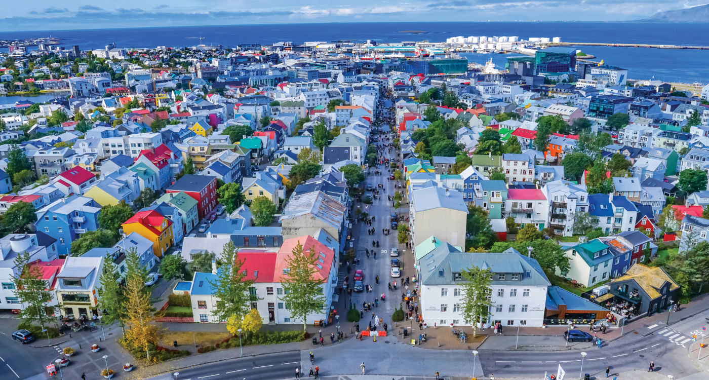 View of streets in Reykjavik taken from above