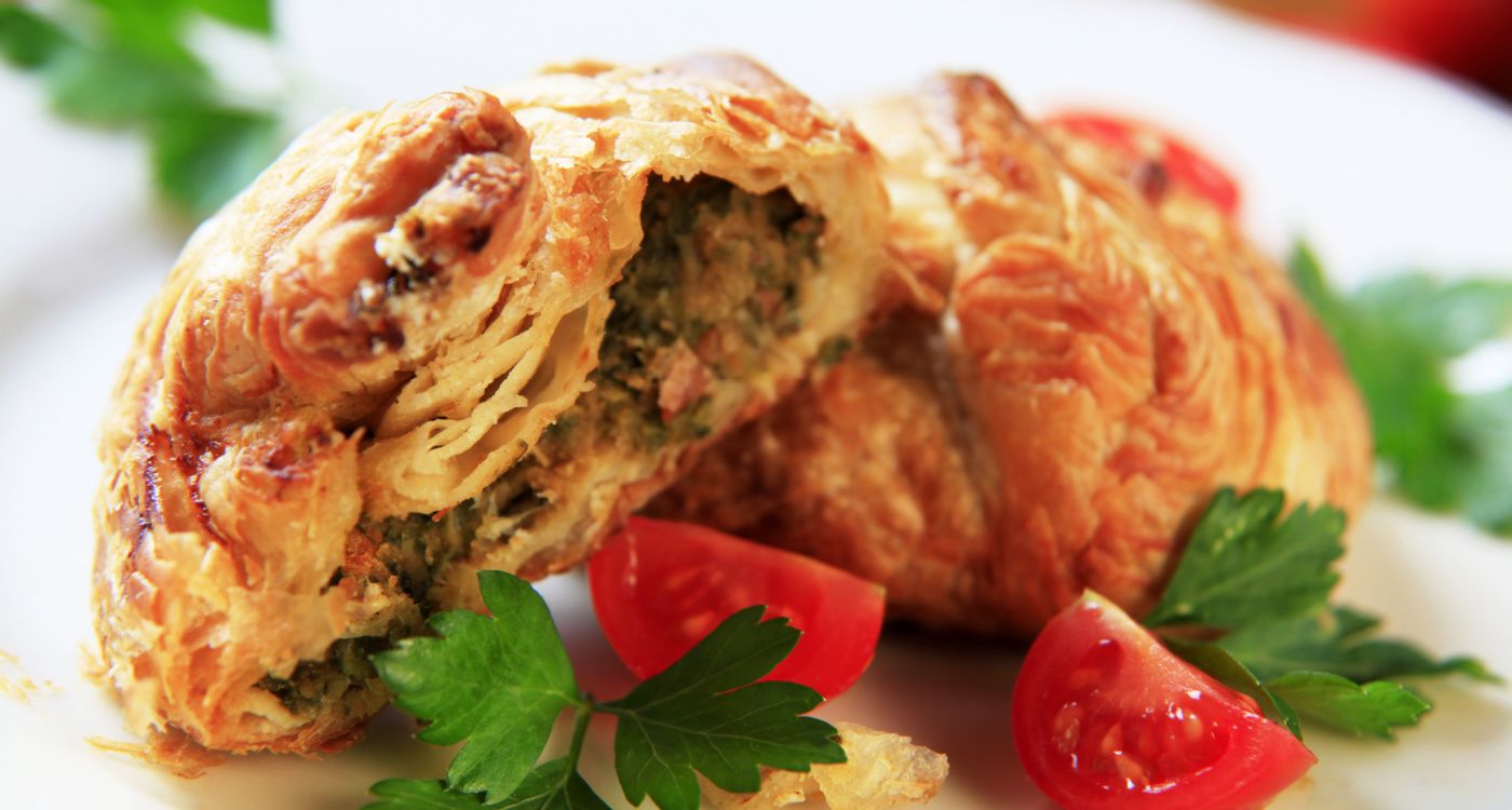 Traditional Maltese pastizzi food, cut open to show the filling [Photo: Shutterstock]