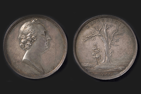 Oak Society Medal, silver, 1750, England, Thomas Pingo, GLAHM:38779, Hunter.